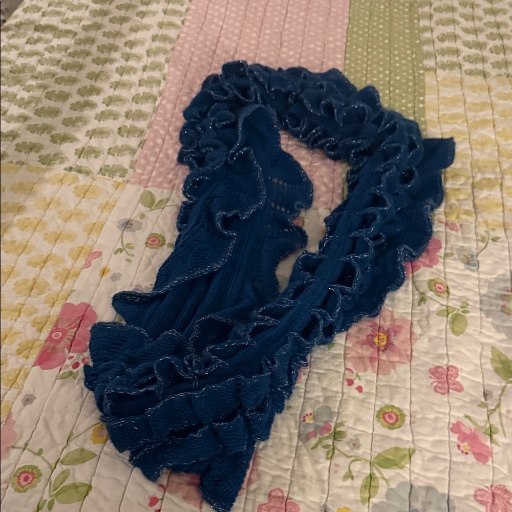 Ruffled Blue Scarf